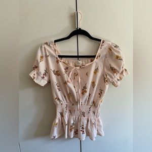 M Pink Top with a Floral Print by Sweet Wanderer